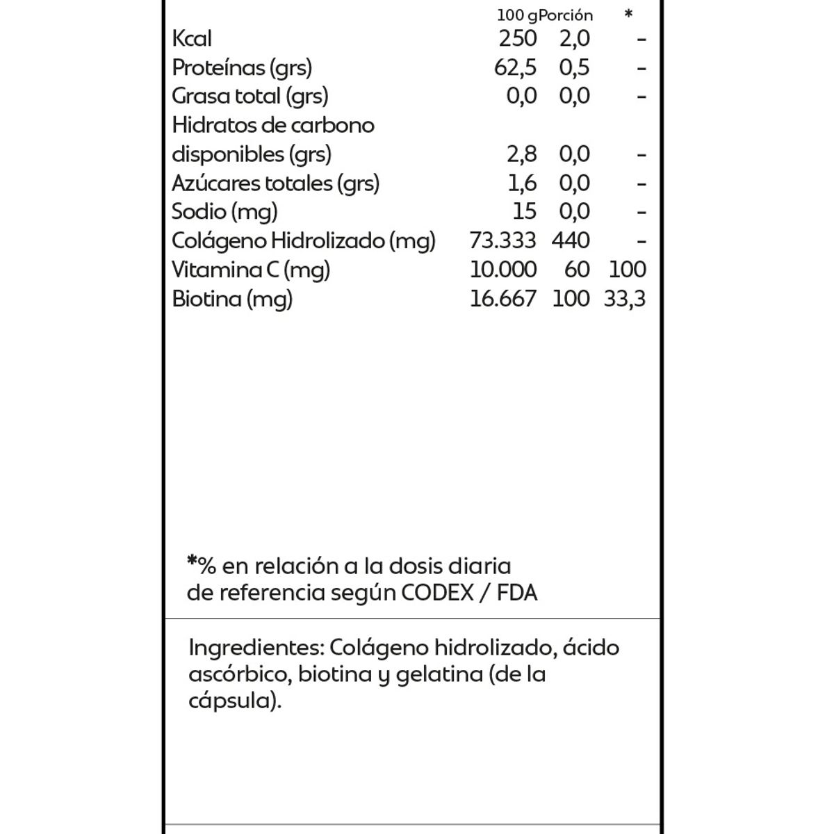 GENERICO - Colageno + Biotina + Vitamina C - 60 Caps  - Mind Nutrition
