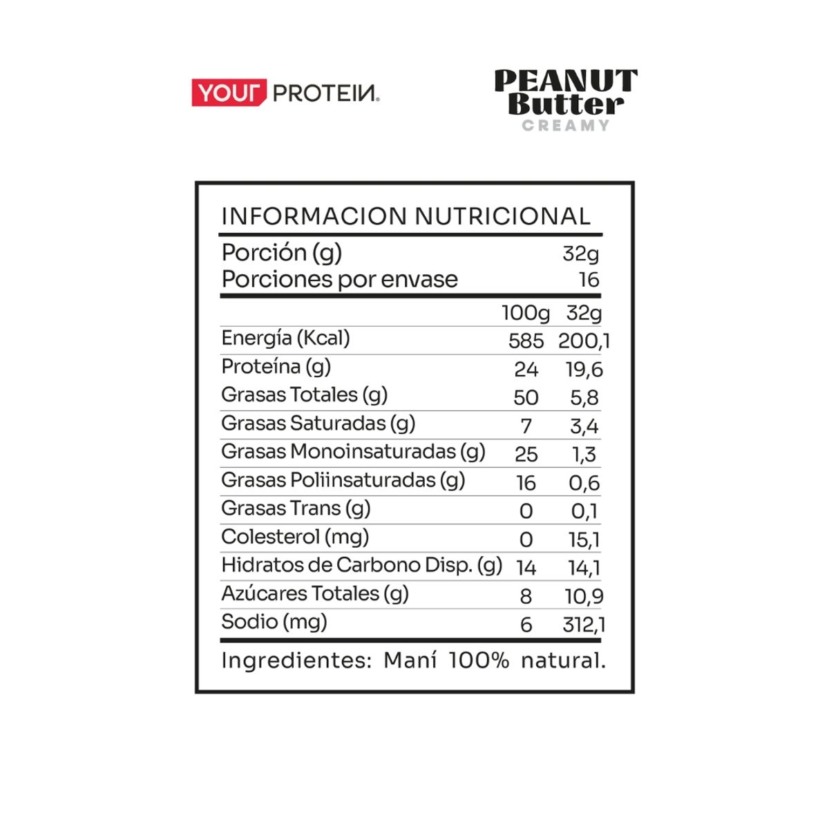 YOUR PROTEIN - Mantequilla de maní Creamy - YPTN