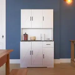 HOMIMAD - Mueble Buffet de Cocina Blanco con Cajón y Repisas Alacena Multiuso Moderna