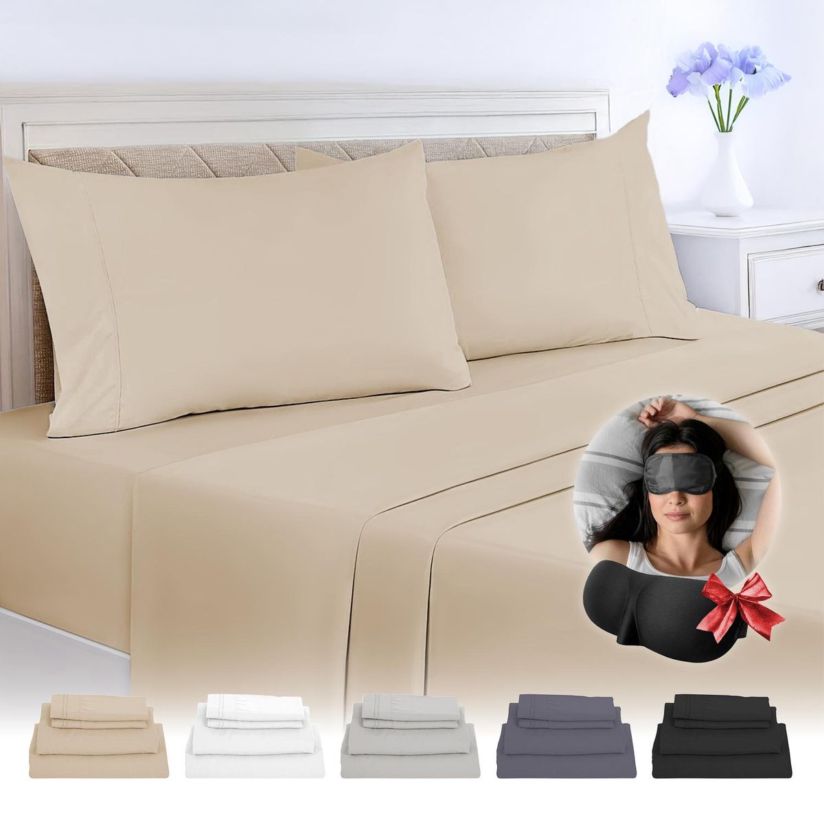 OKAERI - JUEGO DE SABANAS QUEEN 150X200 CM OKAERI - Beige - 2 PLAZAS