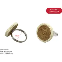 GENERICO - Aro Para Servilleta (TEJIDO BLANCO/MARRON - 3.5CM) 39635