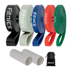 GENERICO - Bandas Elasticas Resistencia Set + Toalla Microfibra Color Negro BELUG