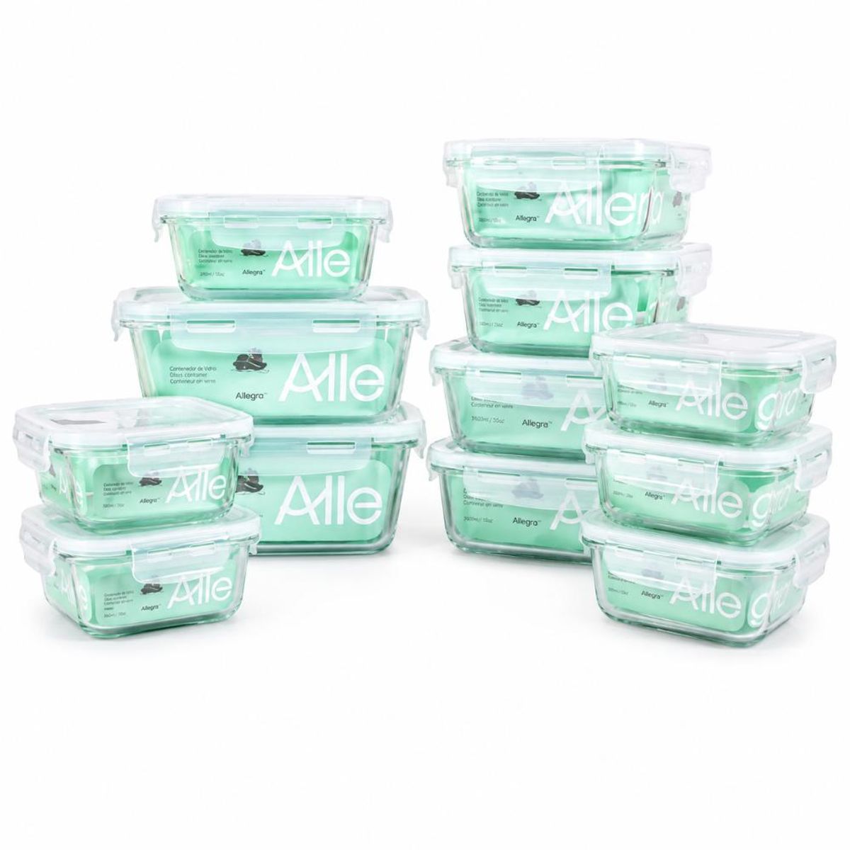 ALLEGRA - Set 12 Contenedores Herméticos Taper Vidrio Allegra