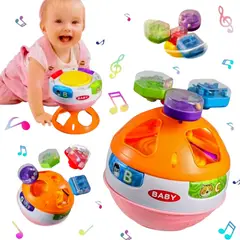 GENERICO - Juego Sensorial Pelota Interactiva Musical Con Luces Giratoria y Encajes