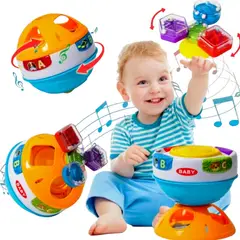 GENERICO - Juego Sensorial Pelota Interactiva Musical Con Luces Giratoria y Encajes