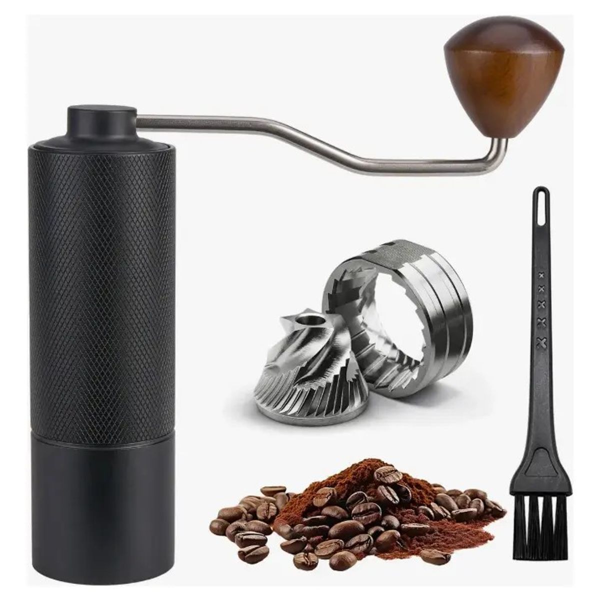 GENERICO - Molinillo Cafe Manual Moledor Ajustable Metal Negro Portatil