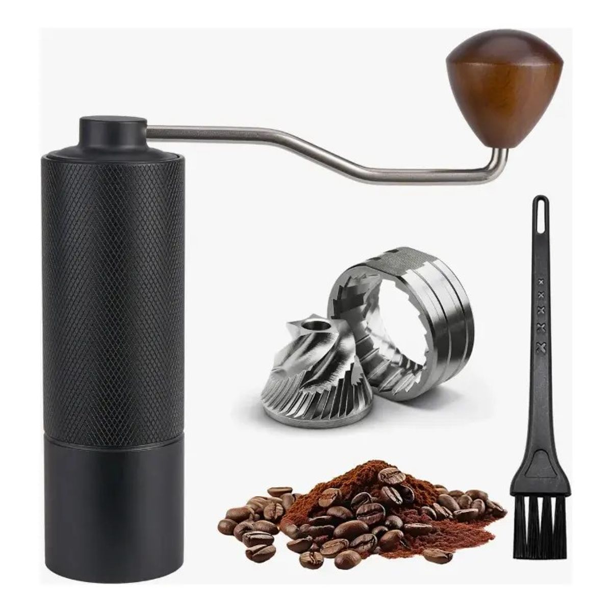GENERICO - Molinillo Cafe Manual Moledor Ajustable Metal Negro Portatil