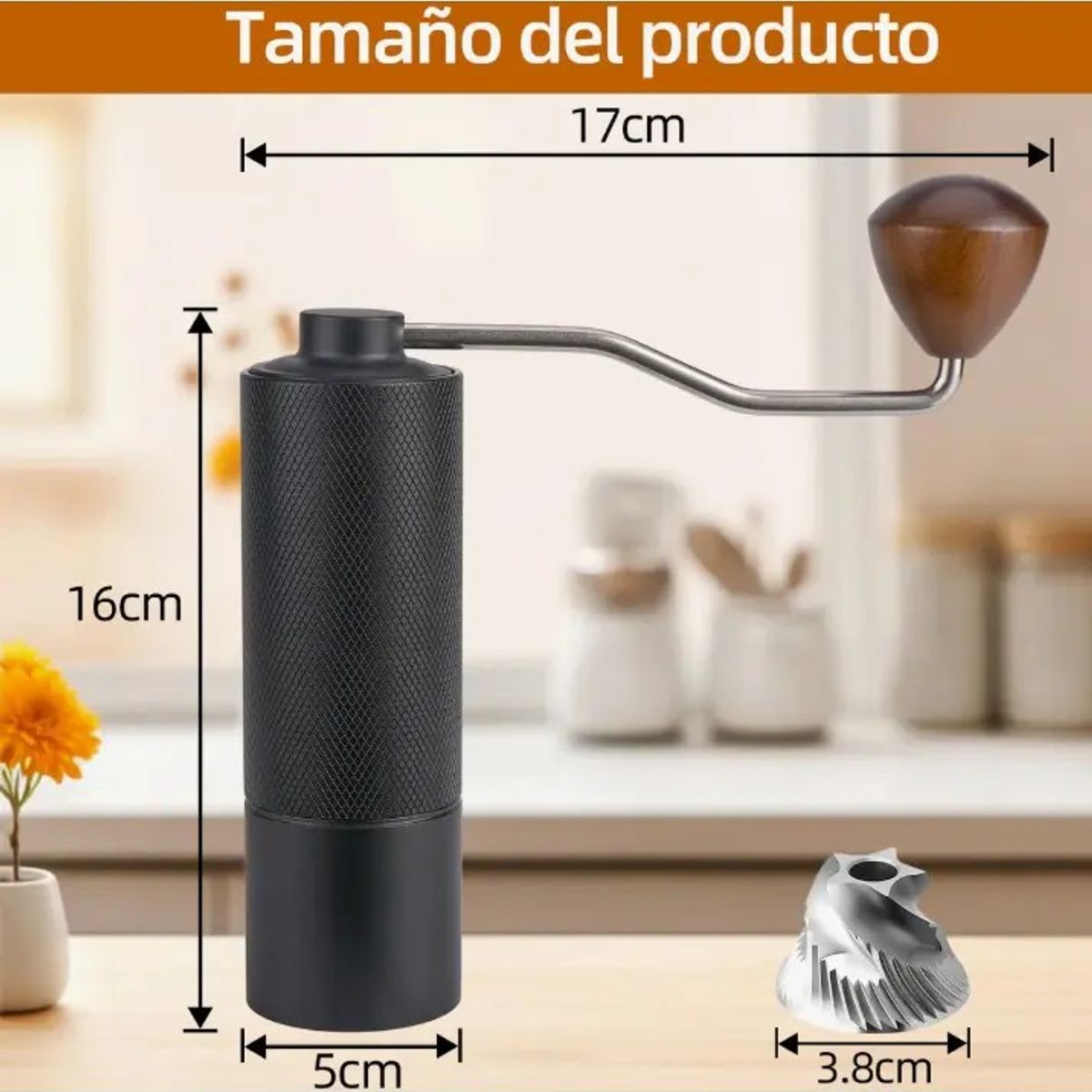 GENERICO - Molinillo Cafe Manual Moledor Ajustable Metal Negro Portatil