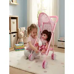 GENERICO - Set Muñeca Interactiva con Coche de Paseo Plegable