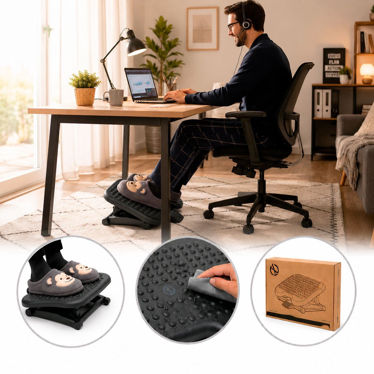 TERMOLAM - Reposapiés - Ergonómico Regulable 3 posiciones F6031