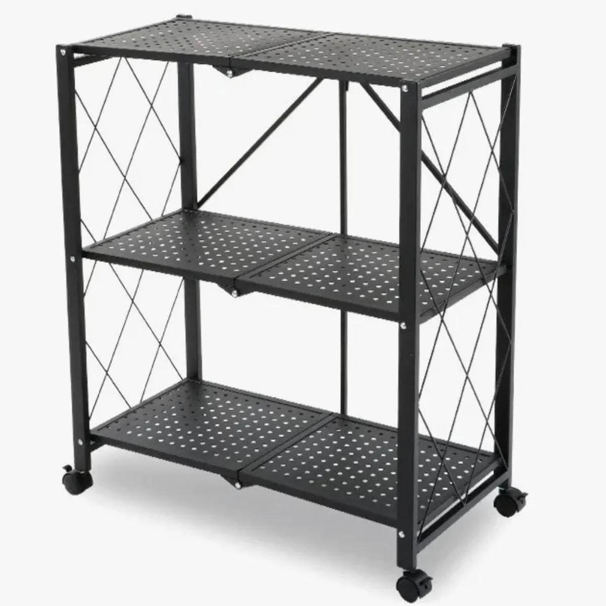 GENERICO - Estante Plegable Organizador Multiusos 3 Niveles Con Ruedas