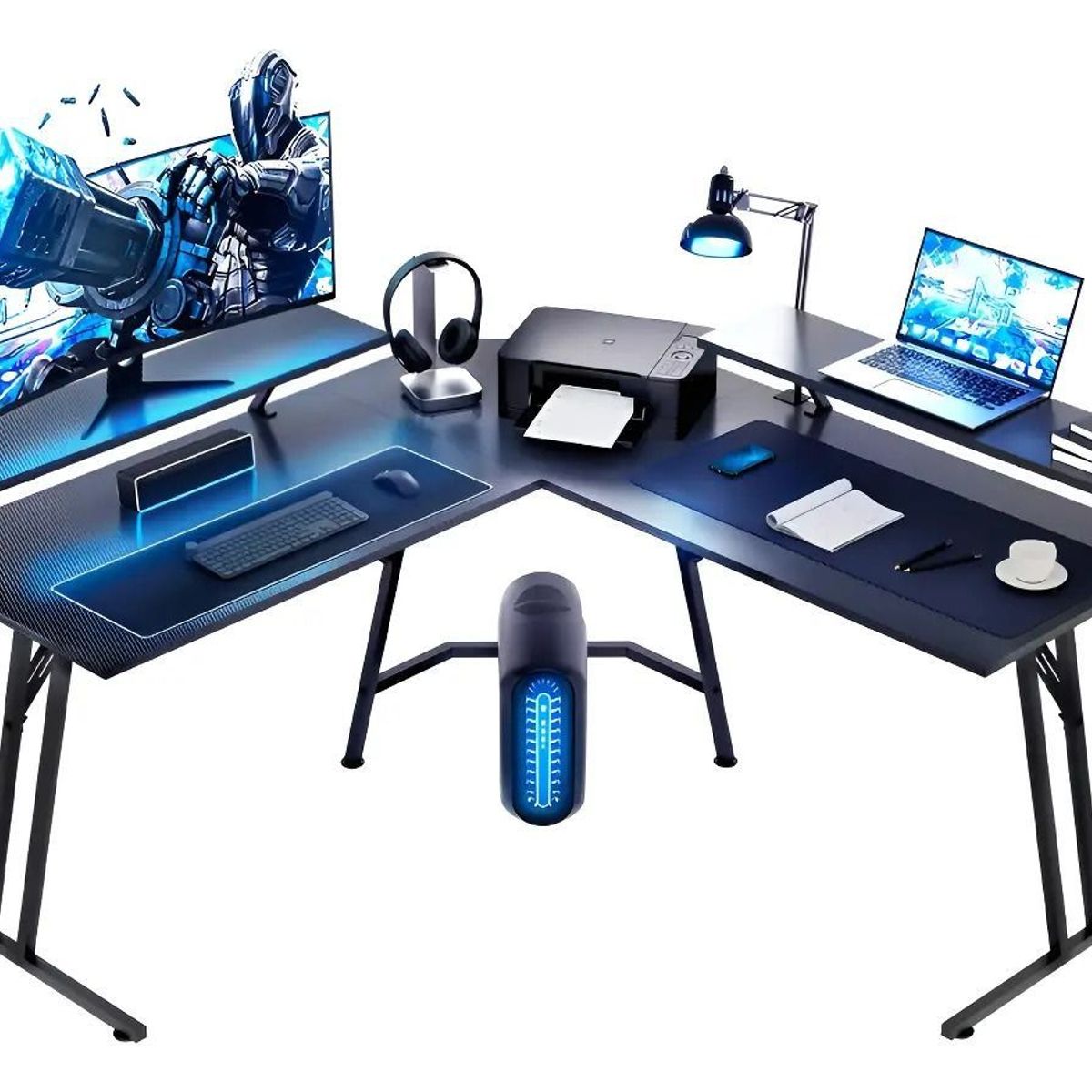 GENERICO - Escritorio Esquinero En Forma L 120cm Con Repisas Estantes Gamer Vidita Color Negro