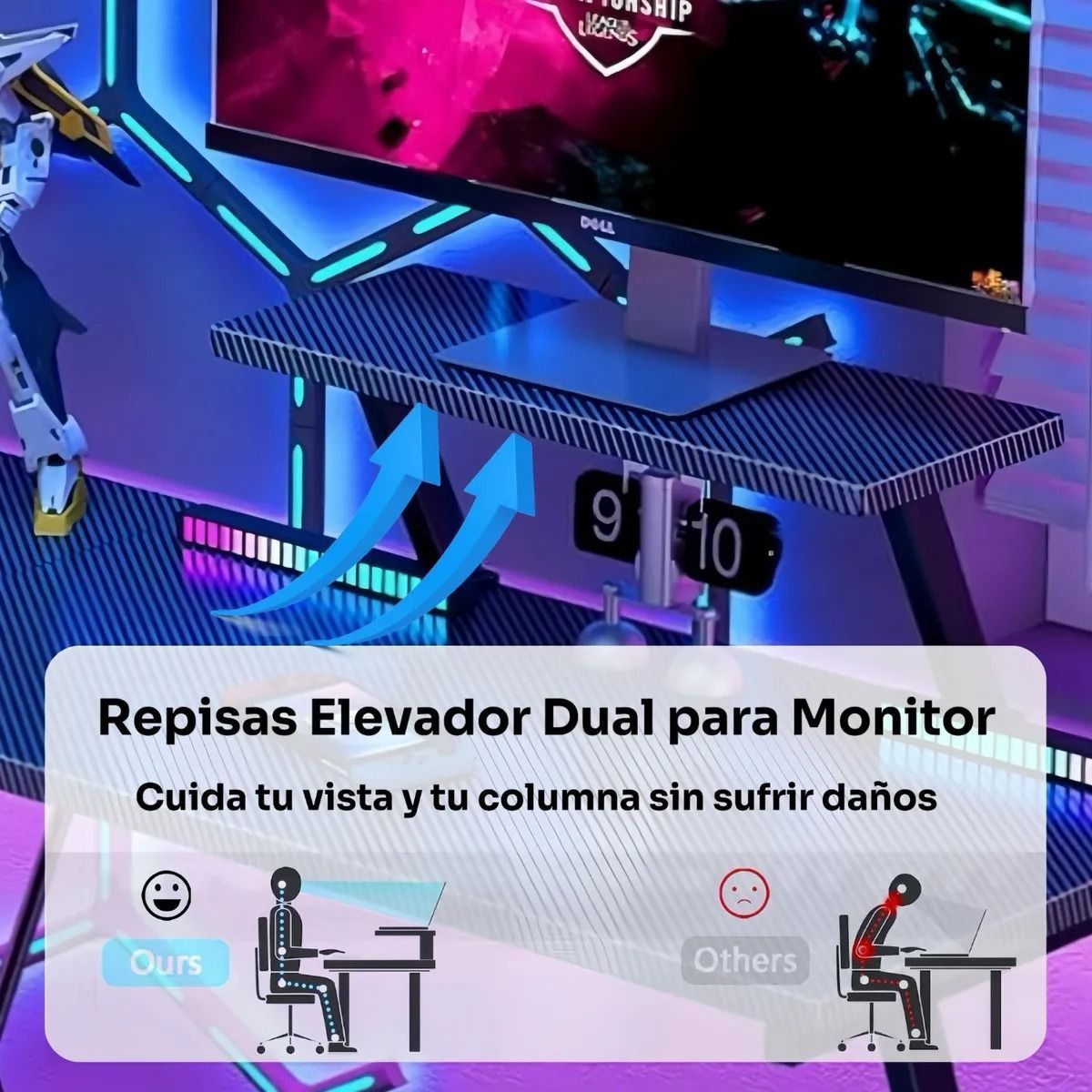 GENERICO - Escritorio Esquinero En Forma L 120cm Con Repisas Estantes Gamer Vidita Color Negro