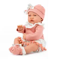 KIDSCOOL - Muñeca Bebé Realista 40cm Con 12 Sonidos De Apego Rosado