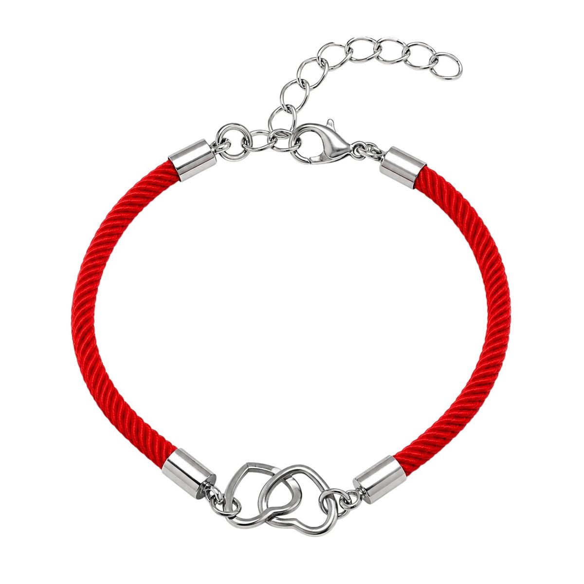 TODOJOYAS - Pulsera Cuerda Roja Corazones Entrelazados