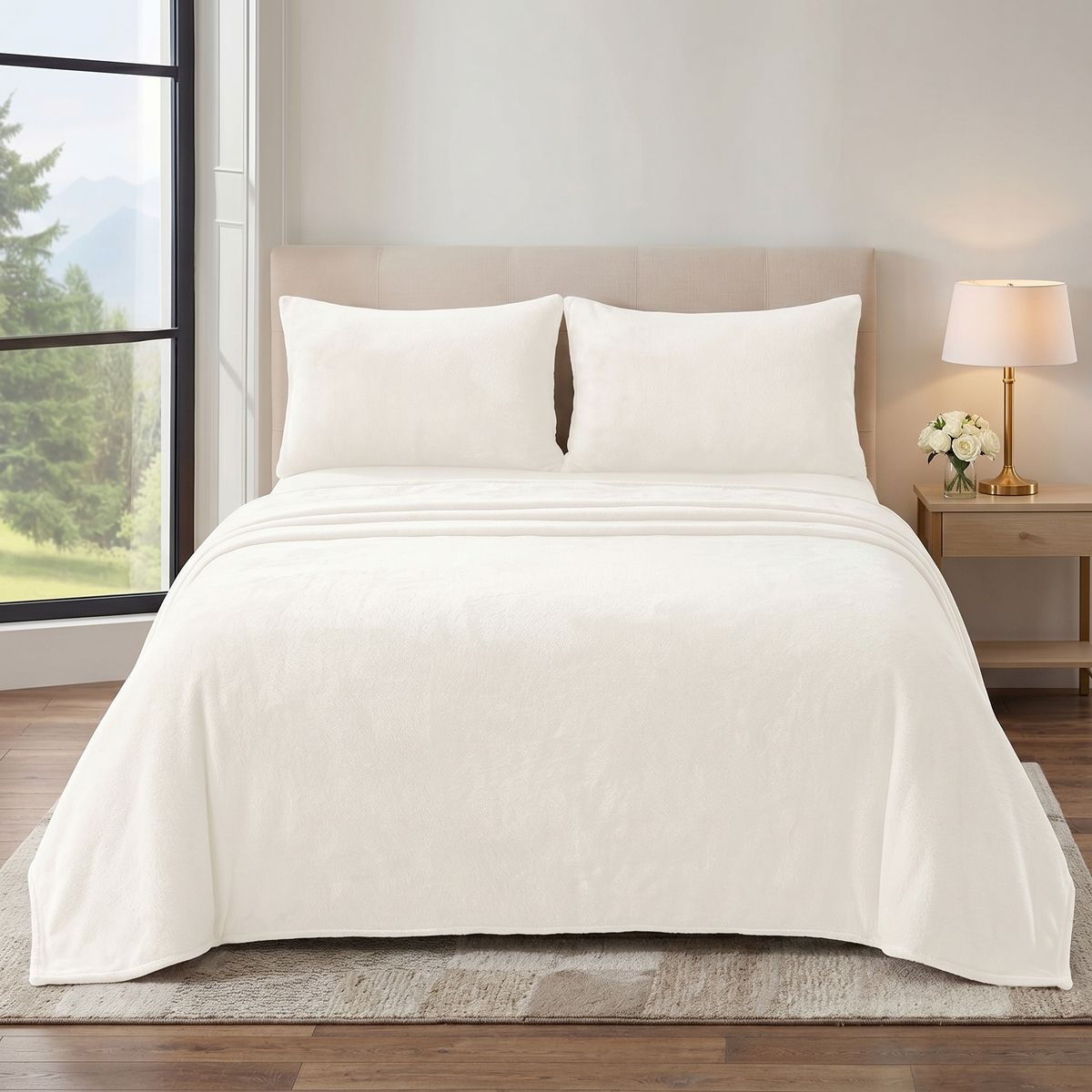 GENERICO - Set de Sábanas Polar Plush 2.5 Plazas King Suaves - Beige