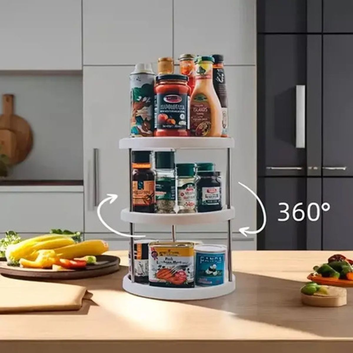 GENERICO - Organizador Estante Especiero Giratorio De 3 Niveles Cocina