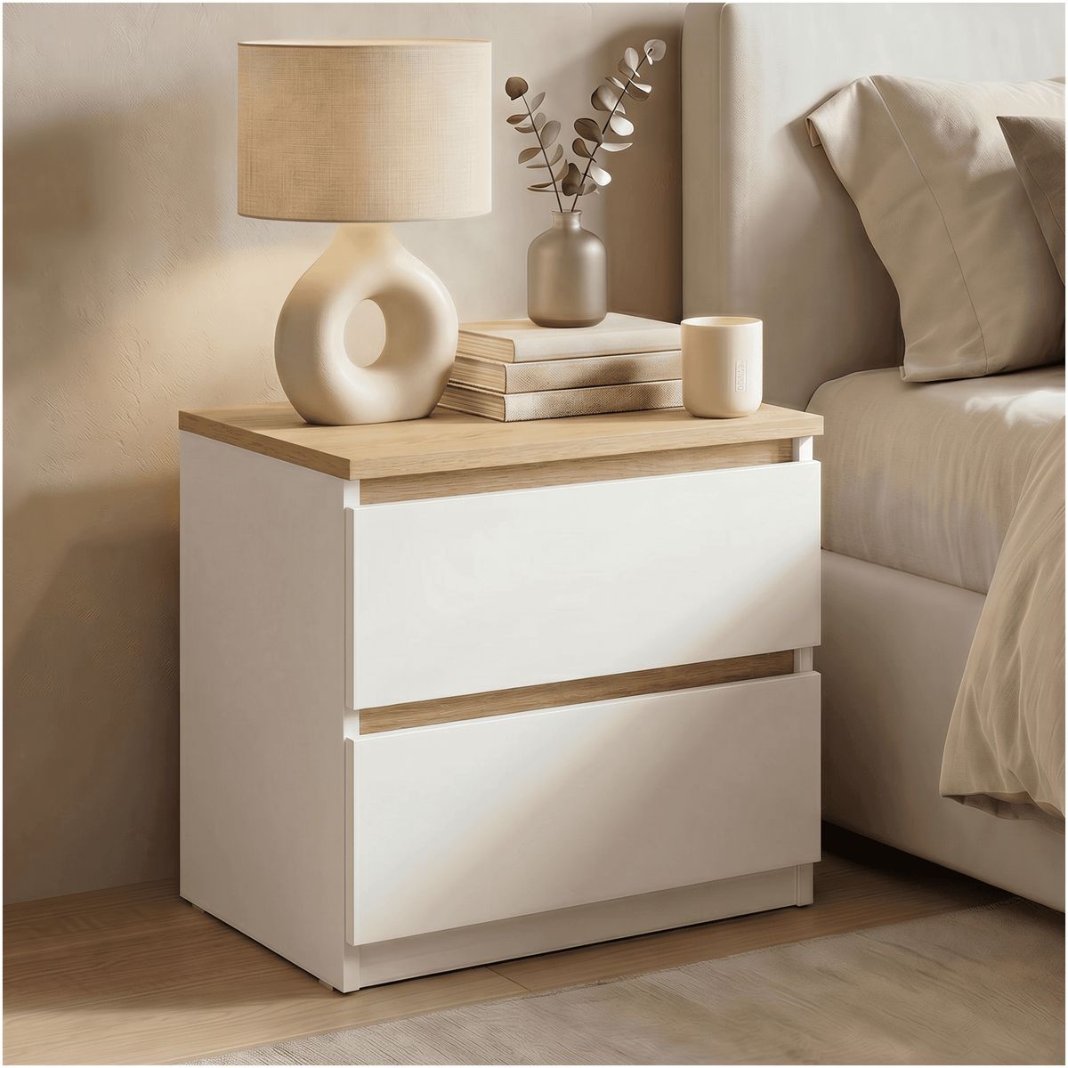 HOMER DESIGN - Velador 2 Niveles Con 2 Cajones Homer Design 40*30*41cm
