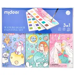 MIDEER - Set 3 Libretas de Acuarela para Pintar – Unicornios, Sirenas y Aventuras