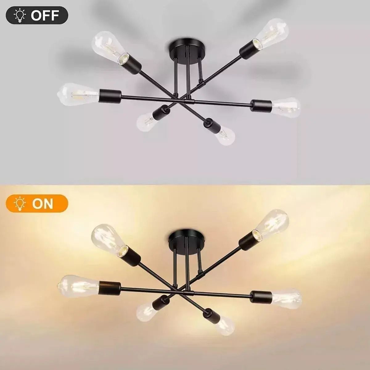 Lámpara De Techo Moderna 6 Luz E27 Lampara Colgantes Con Diy NEGRA, marca GENERICO - Foto 2