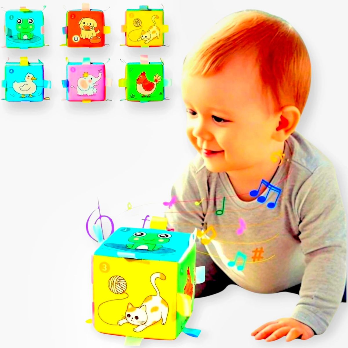 GENERICO - Juego De Aprendizaje Educativo Cubo Sensorial Educativo Musical Y Luces Animales