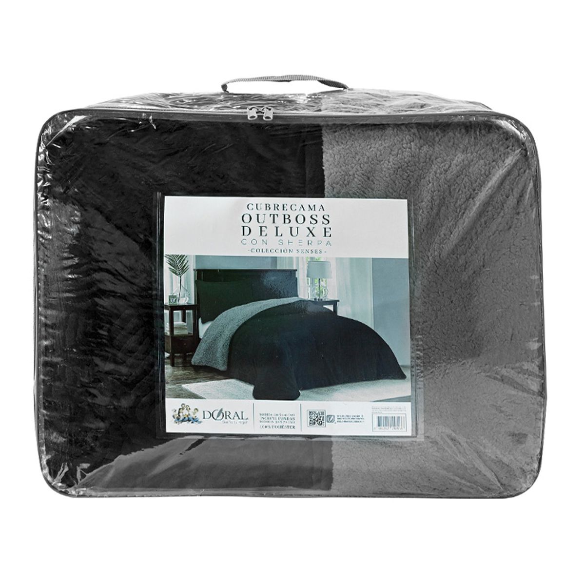 DORAL - CUBRECAMA PLUMON OUTBOSS DELUXE CON SHERPA NEGRO DORAL 2 PLAZAS