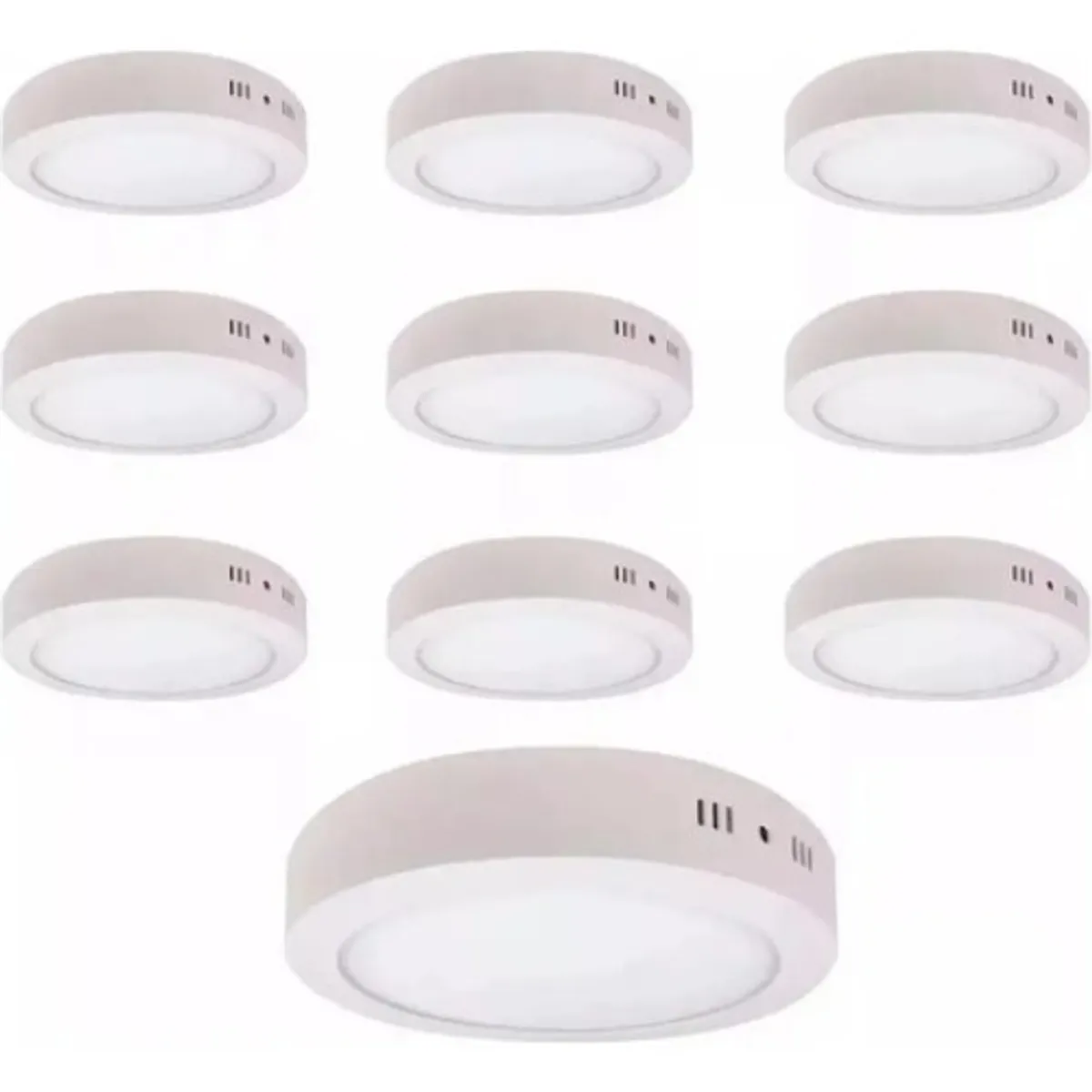GENERICO - Pack 10 Foco Panel Led Plafon Sobrepuesto Redondo 6w Calida