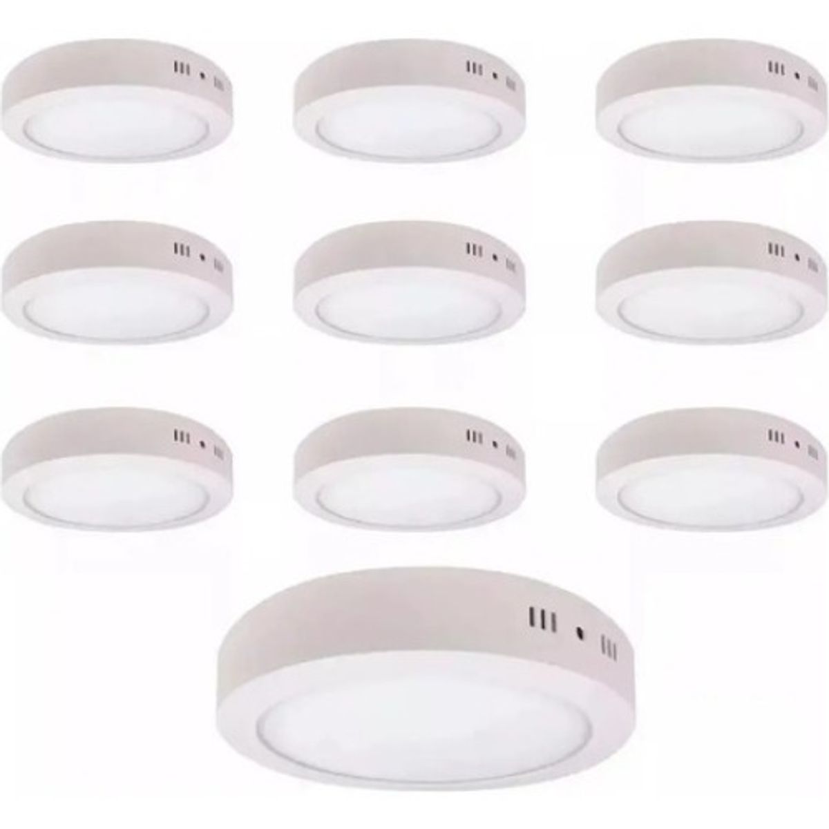 GENERICO - Pack 10 Foco Panel Led Plafon Sobrepuesto Redondo 6w Calida