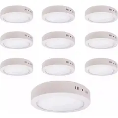 GENERICO - Pack 10 Foco Panel Led Plafon Sobrepuesto Redondo 6w Calida
