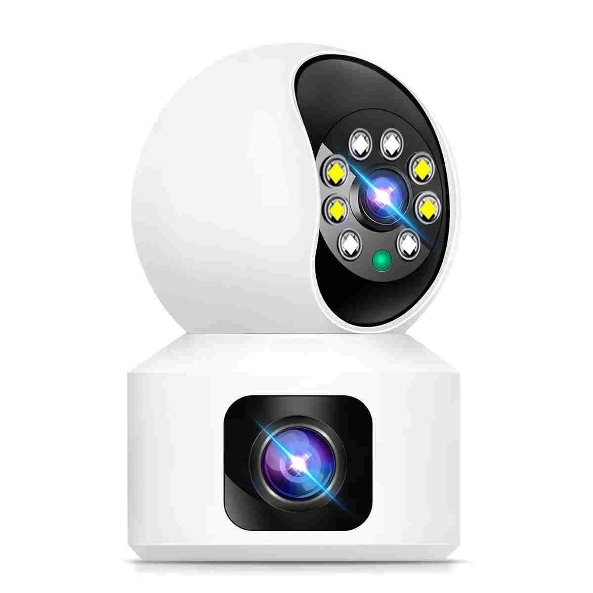 GENERICO - Cámara De Seguridad Doble Pantalla Wifi ip 360 Full Hd Con Alarma Color Blanco BELUG
