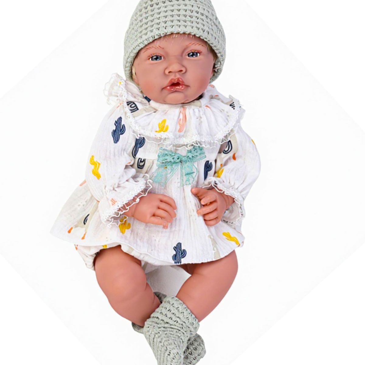 KIDSCOOL - Muñeca Bebé Realista 40cm Con 12 Sonidos De Apego Blanco
