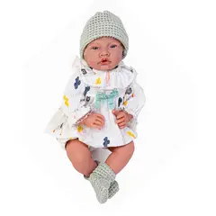 KIDSCOOL - Muñeca Bebé Realista 40cm Con 12 Sonidos De Apego Blanco