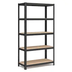 DOER - Estante Rack Metálico Negro 90x40x180cm, 5 Repisas, 175kg