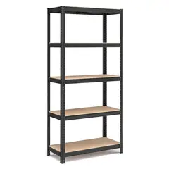 DOER - Estante Rack Metálico Negro 70x30x150cm, 5 Repisas, 175kg
