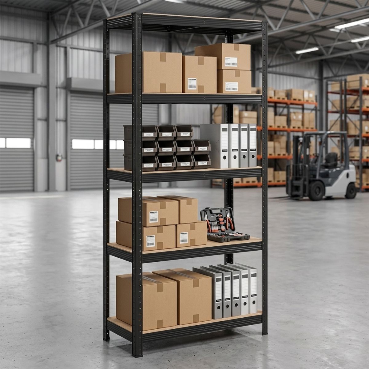Estante Rack Metálico Negro 70x30x150cm, 5 Repisas, 175kg, marca DOER - Foto 2