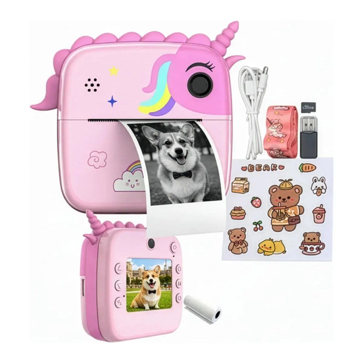 GENERICO - Cámara de fotos digital para niños A20 con grabación de Video reproductor mp3 1 Rollo Y Tarjeta Sd De 32gb BELUG