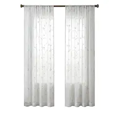 GENERICO - JUEGO DE 2 VISILLOS BORDADOS ELEGANCIA FLORAL Y CLARIDAD NATURAL PARA EL HOGAR 06