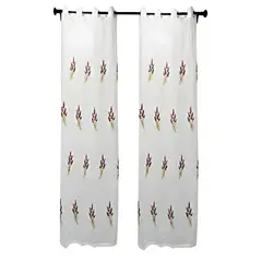 GENERICO - JUEGO DE 2 VISILLOS BORDADOS ELEGANCIA FLORAL Y CLARIDAD NATURAL PARA EL HOGAR 07