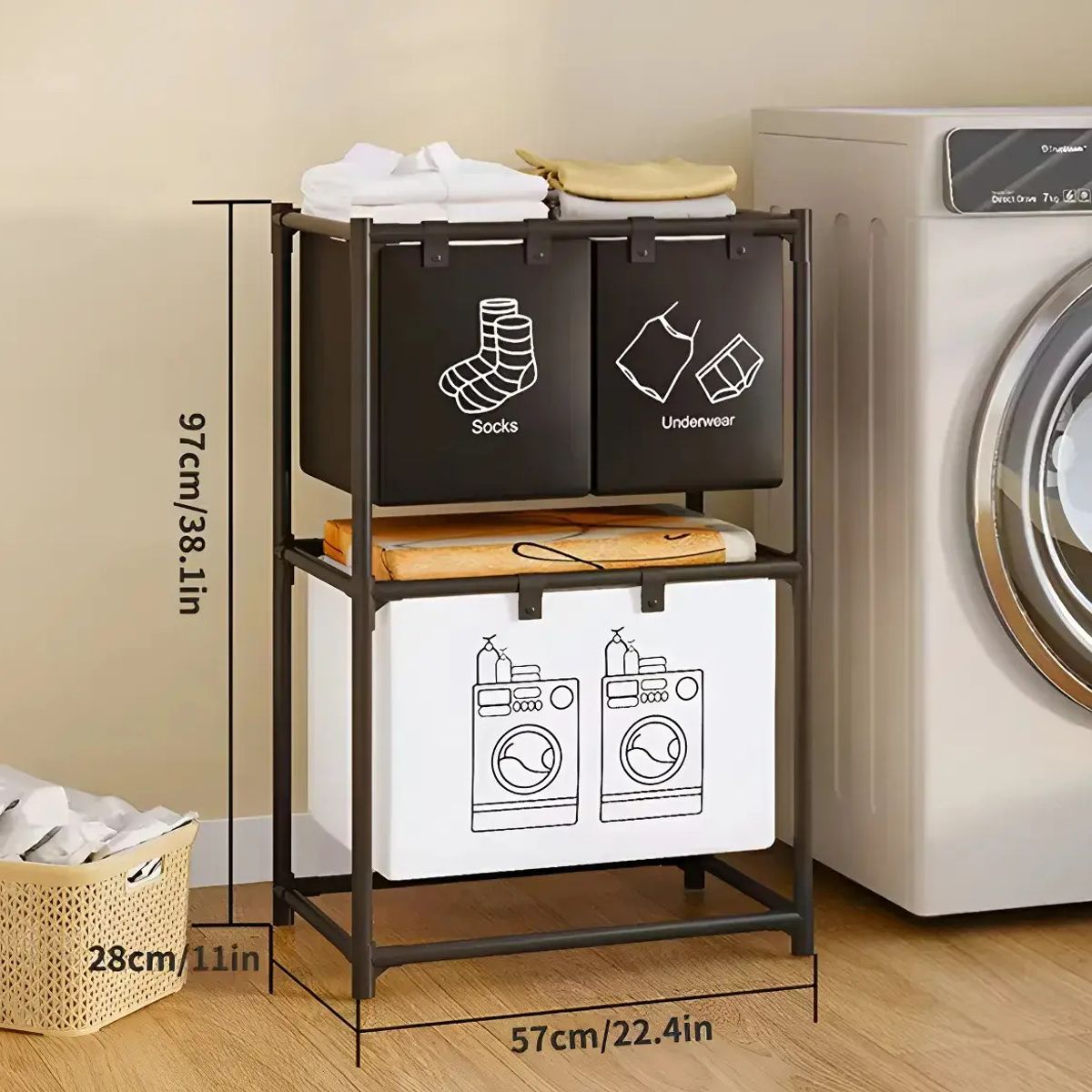 GENERICO - Cesta De Ropa Sucia 3 Compartimentos Espesar Accesorios Baño