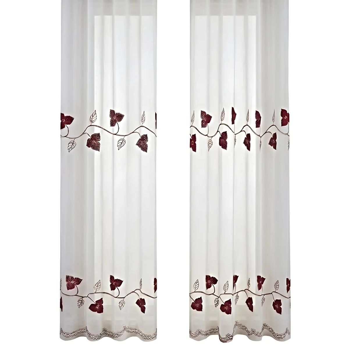 GENERICO - SET DE 2 VISILLOS BORDADOS  ELEGANCIA FLORAL Y CLARIDAD NATURAL PARA EL HOGAR 04