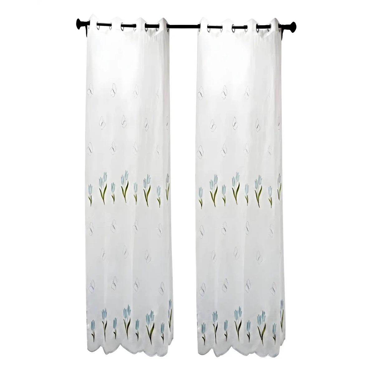 GENERICO - SET DE 2 VISILLOS BORDADOS  ELEGANCIA FLORAL Y CLARIDAD NATURAL PARA EL HOGAR 10