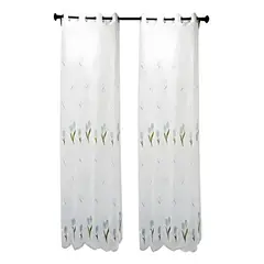 GENERICO - SET DE 2 VISILLOS BORDADOS ELEGANCIA FLORAL Y CLARIDAD NATURAL PARA EL HOGAR 10