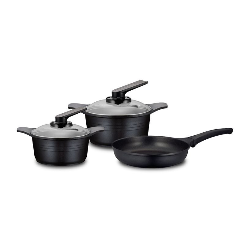 ROICHEN - Batería de Cocina Cerámica Black Natural 5 Piezas Roichen