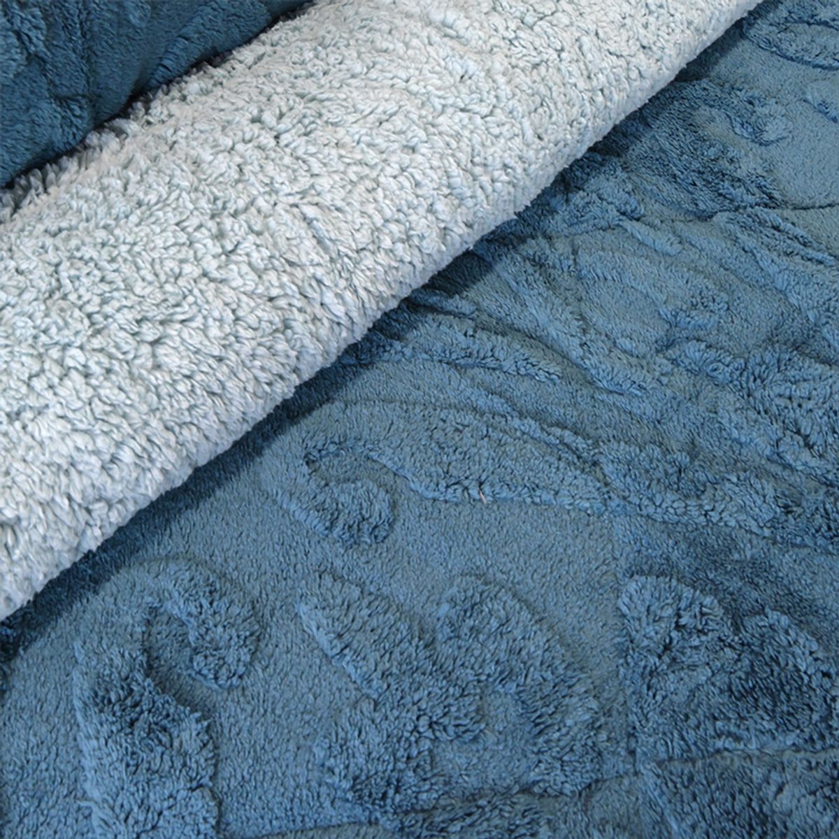 DORAL - CUBRECAMA PLUMON JACQUARD DELUXE CON SHERPA AZUL DORAL 2 PLAZAS