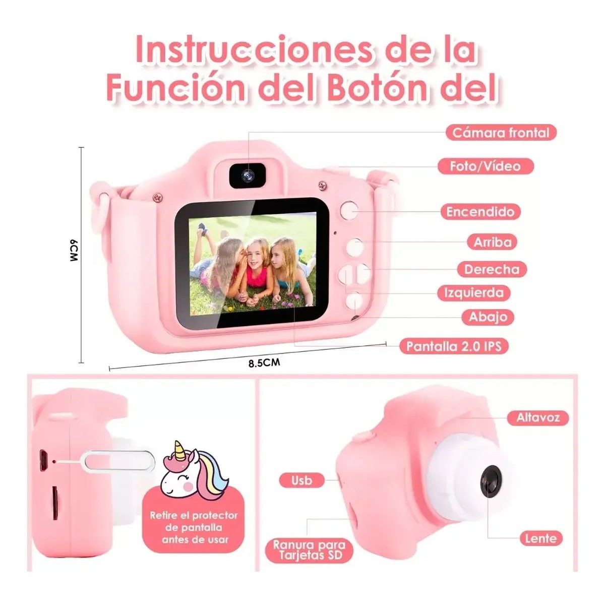 GENERICO - Mini Cámara Fotográfica Digital Niño 1080p Con Funda Y 32 Gb BELUG