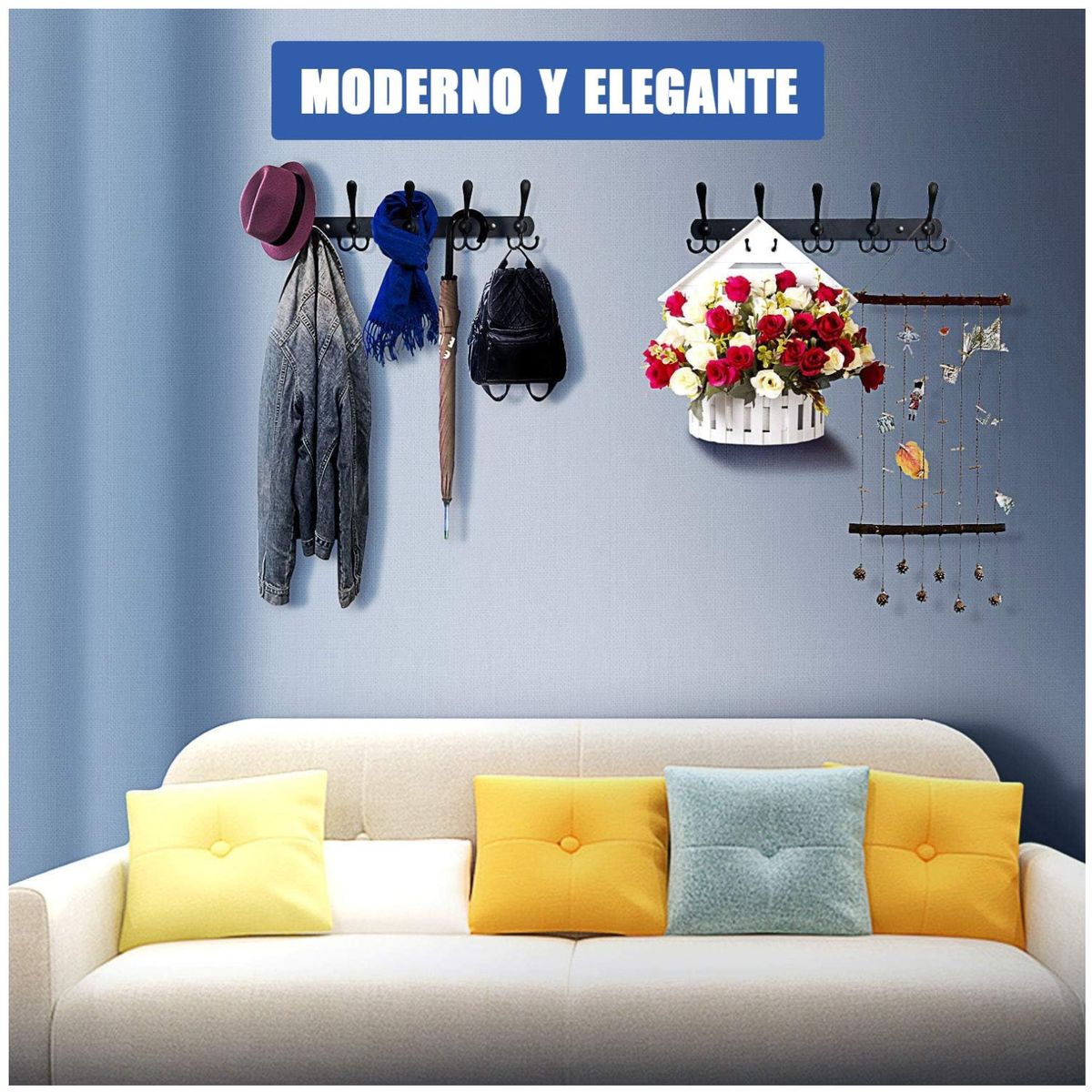 KUANGYE - Ganchos Para Percheros Multifunción Montado En Pared 2 Pcs