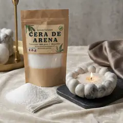 GENERICO - Dúo Pack Aura - Recipiente Decorativo + Cera de Arena 180g + 10 Pabilos - Carrara