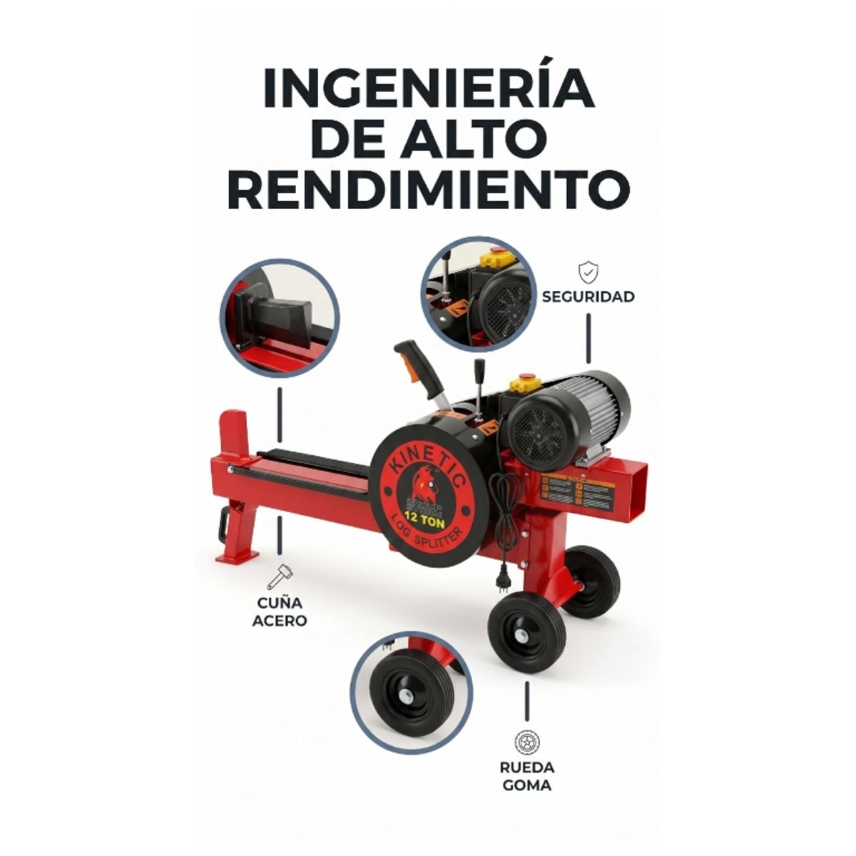 GENERICO - Trozador Partidor Astillador 12 TONELADAS Motor 3hp