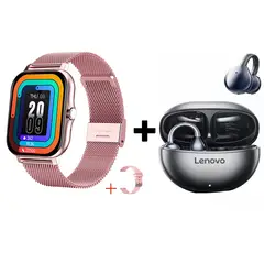 LENOVO - Audifonos bluetooth Clip TA140 y Y13 Reloj inteligente