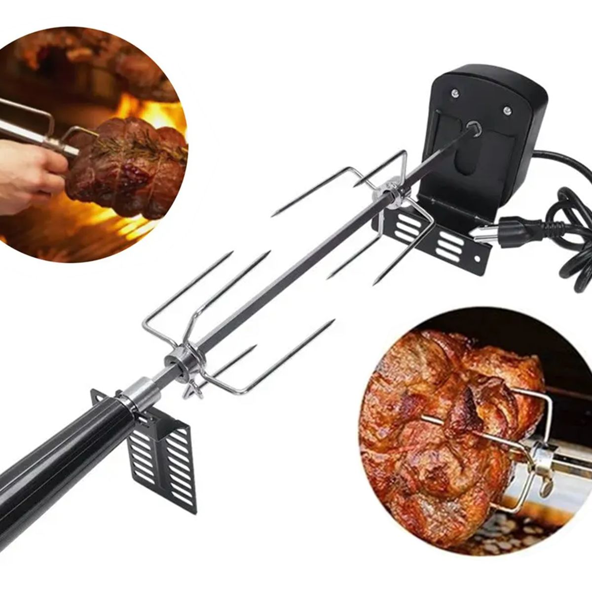 GENERICO - Set Motor Para Parrilla 15 Kg Espada + Tenedores Y Soportes
